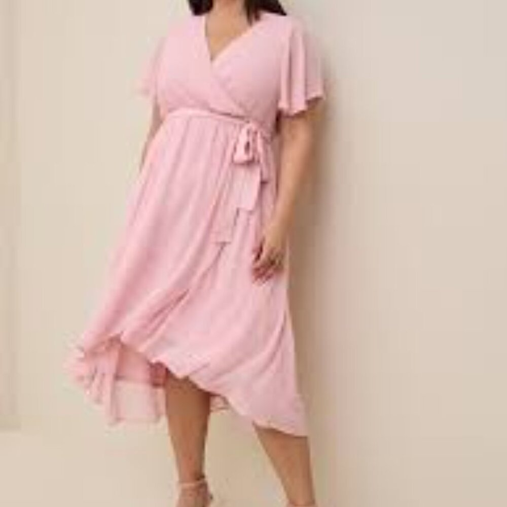 Torrid Blush Pink Asymmetrical Wrap Dress